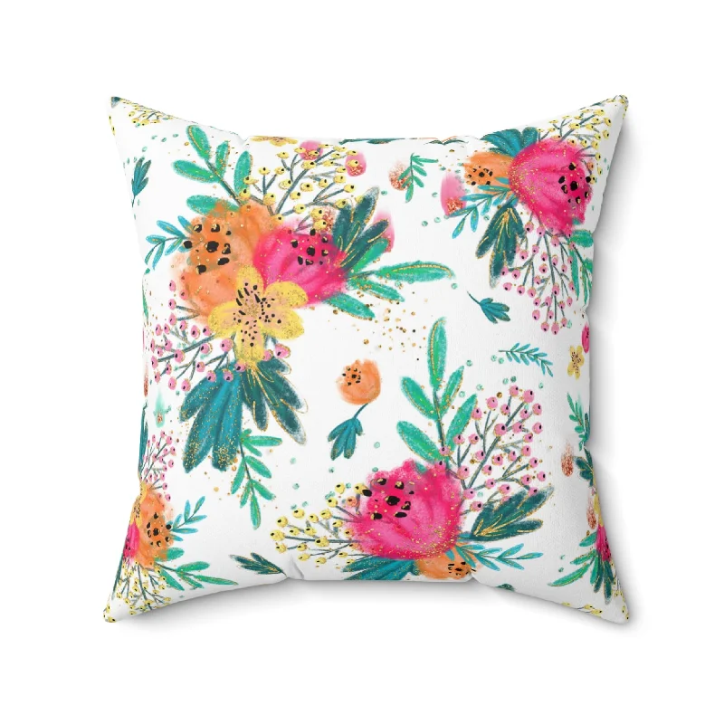 Spun Polyester Square Pillow, Australian Floral Cushion