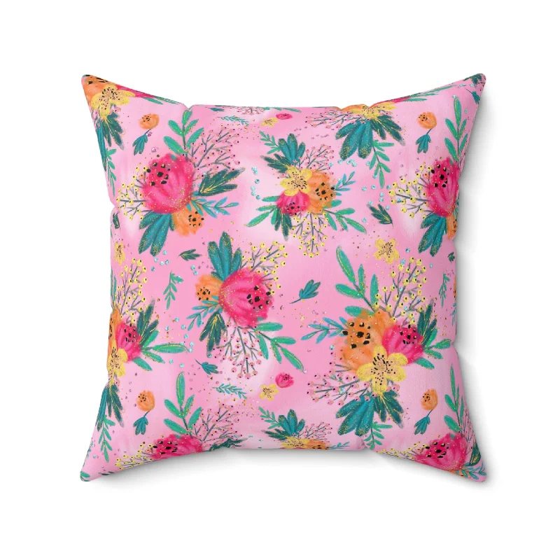 Spun Polyester Square Pillow, Australian Floral Cushion