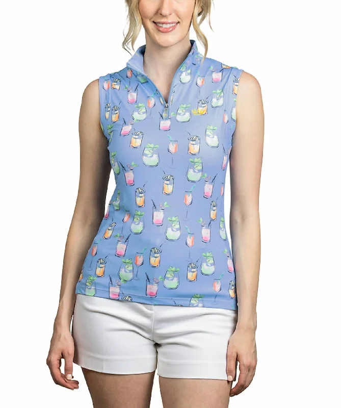 1/4 Zip Sleeveless Sun Shirt In Light Blue Cocktail