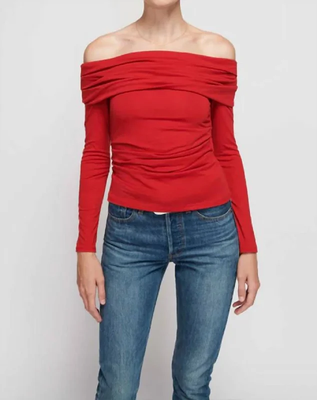 Abana Draped Off The Shoulder Top In Heartbeat