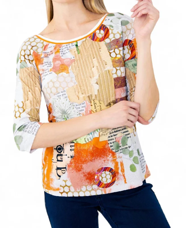 Abstract Pleated Summer Top In Dandelion Multi Print