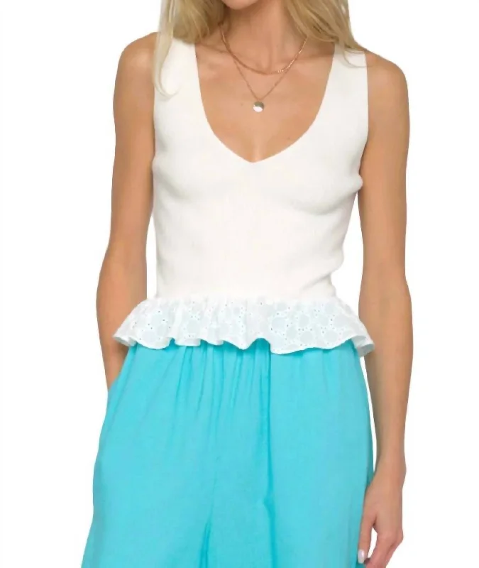 Agnes Ruffle Tank In White