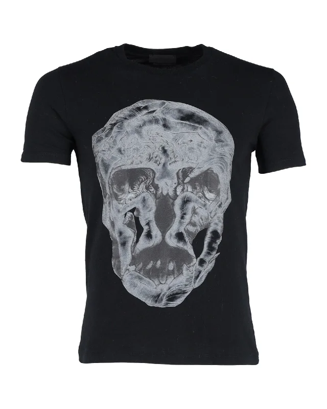 Alexander McQueen Skull Print T-Shirt in Black Cotton