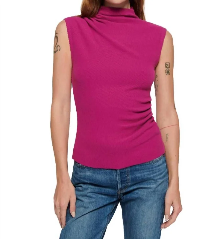 Arielle Draped Wrap Top In Miss Magenta