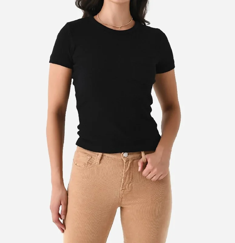 Arlo Rib Pocket Tee In Black