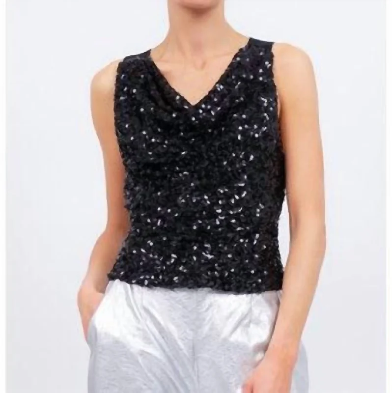 Aurelie Sequin Top In Black