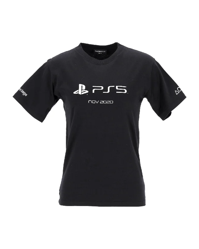 Balenciaga PS5 T-Shirt in Black Cotton