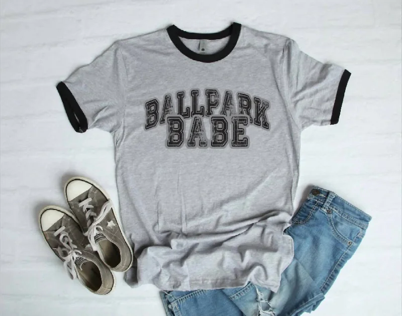 Ballpark Babe Baseball Tee In Grey