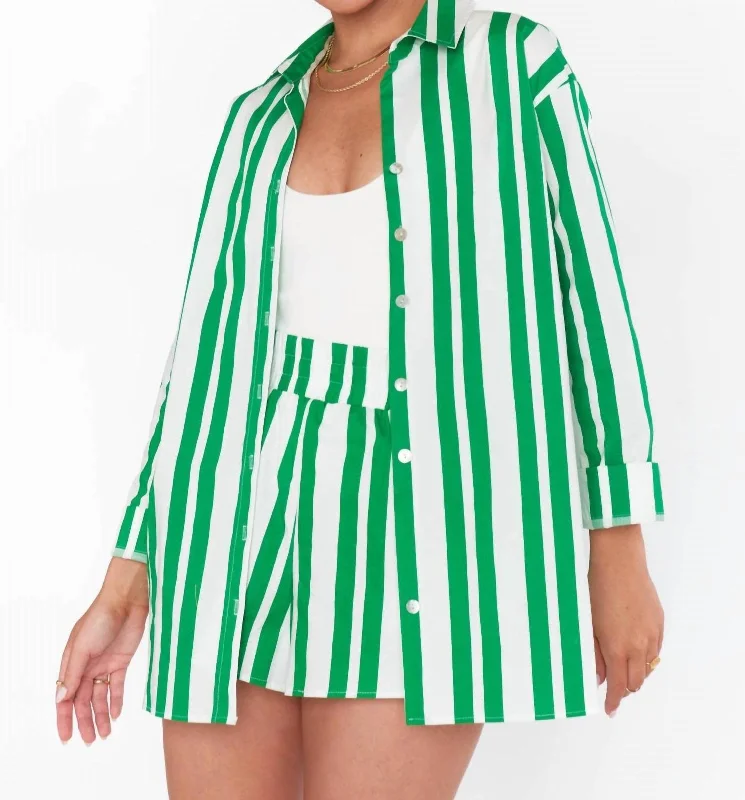 Berman Button Down Top In Center Court Stripe