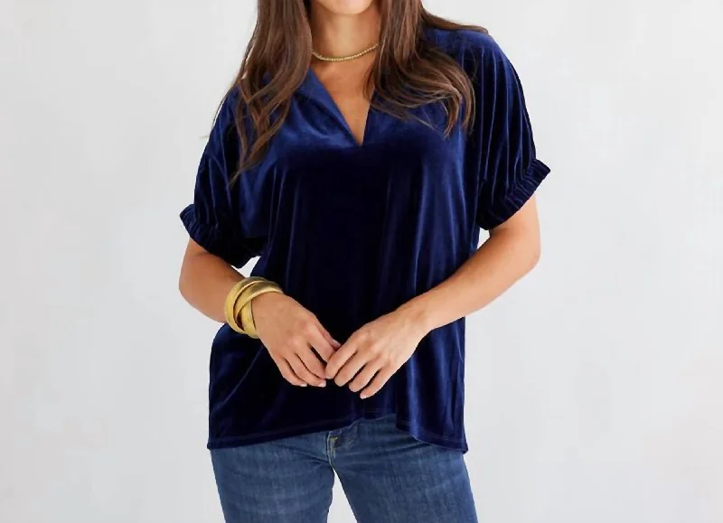 Betsy Velvet Top In Blue