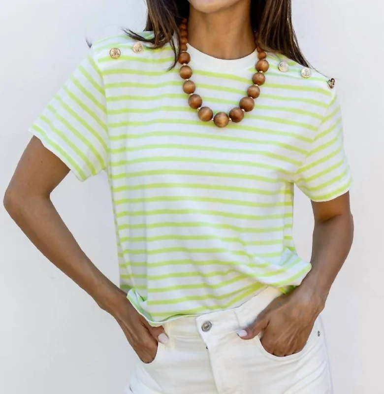 Brooklyn Stripe Tee In Lime