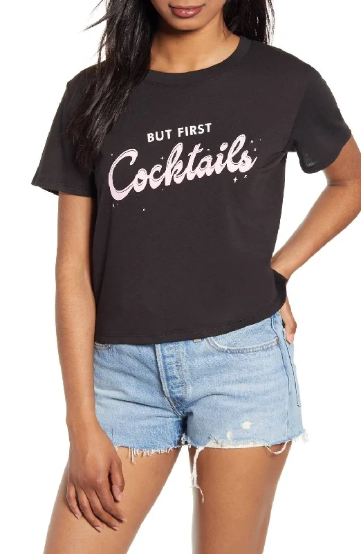 But First, Cocktails Tee In Black