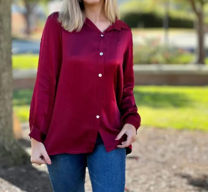 Button Up Top In Bordeaux