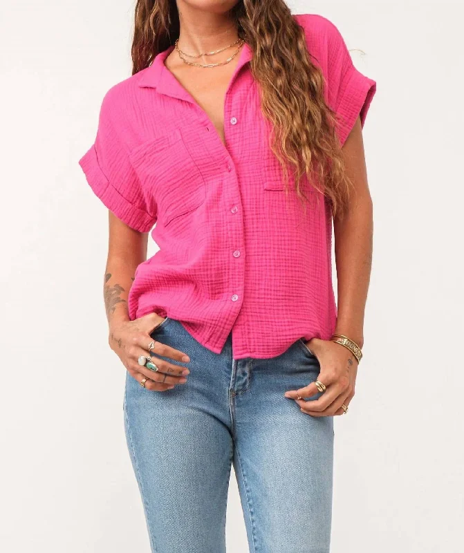 Cali Tie Front Shirt In Pink