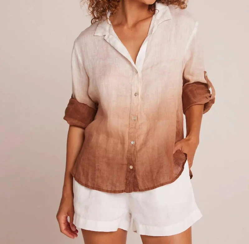 Capri Button Down Shirt In Coconut Ombre Dye