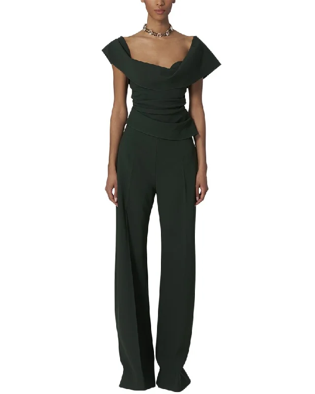 Carolina Herrera Off-Shoulder Draped Wool-Blend Corset Top