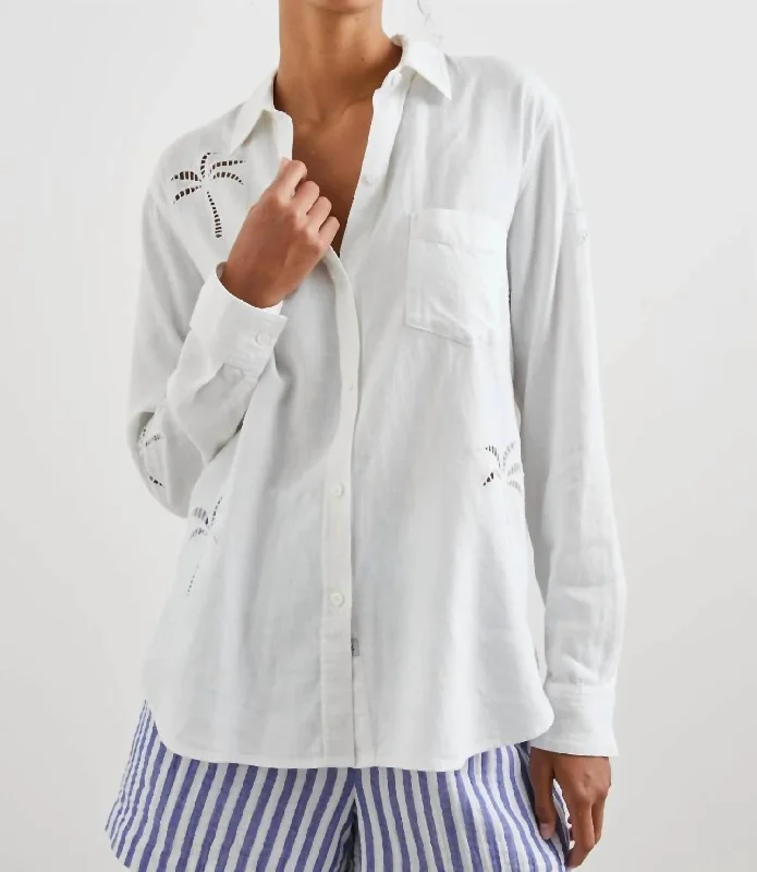 Charli Palm Eyelet Shirt In White