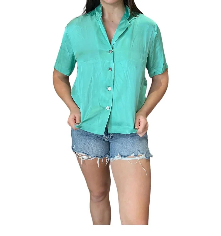 Chelly Woven Blouse In Turquoise