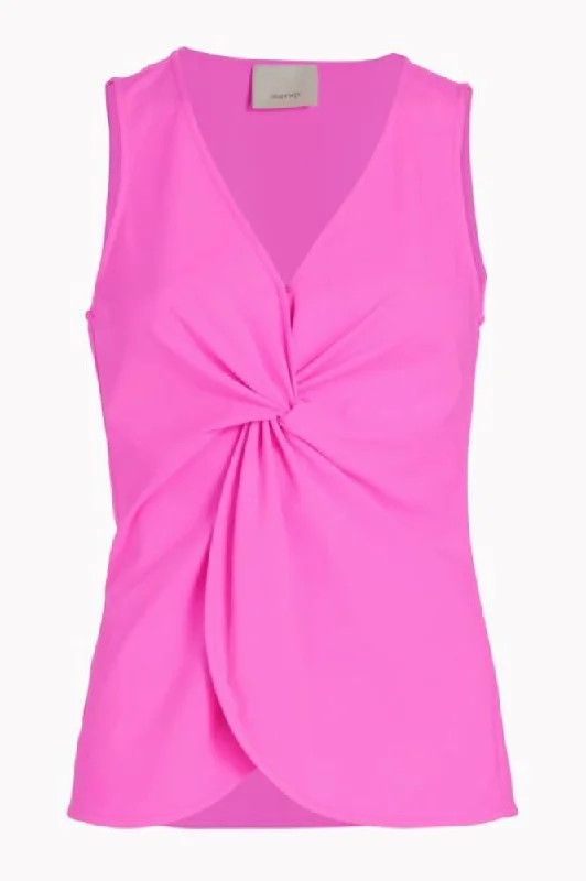 Cinq a Sept Women's Kenna Twist Front Sleeveless Top, Electric Pink