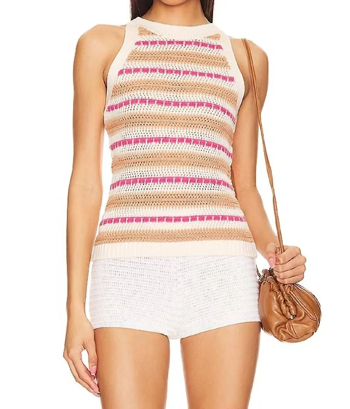 Coen Neon Accent Tank Top In Poppy