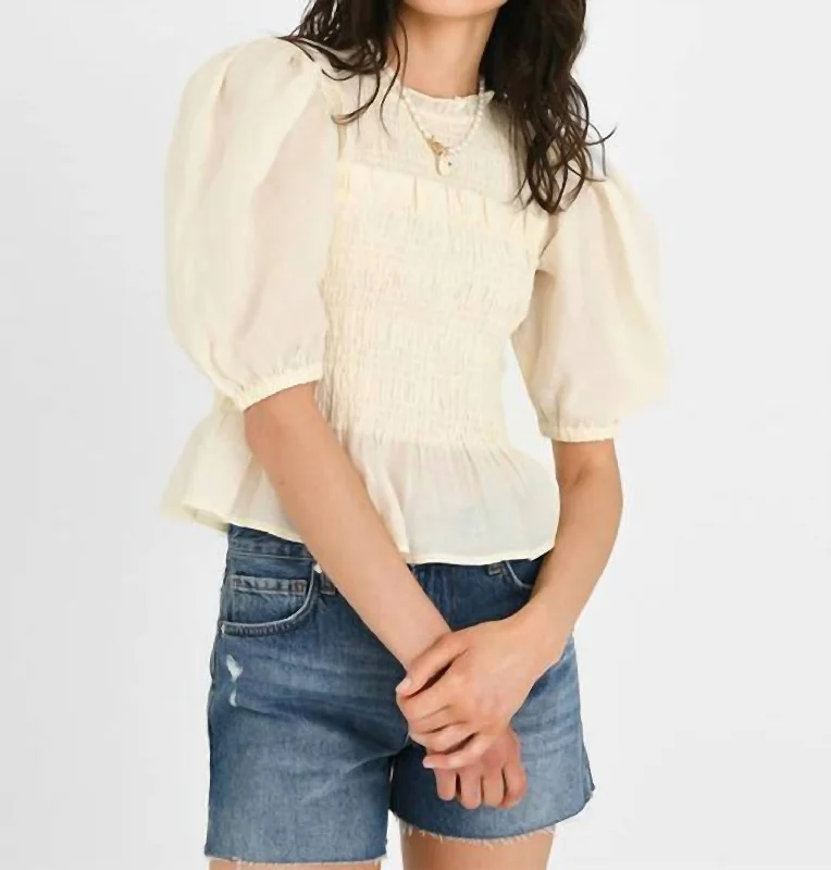 Cole Smocked Blouse In Cream