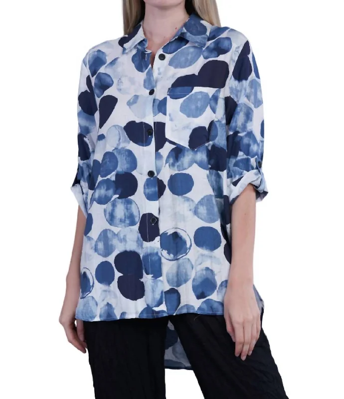 Collar Blouse In Watercolor Dots