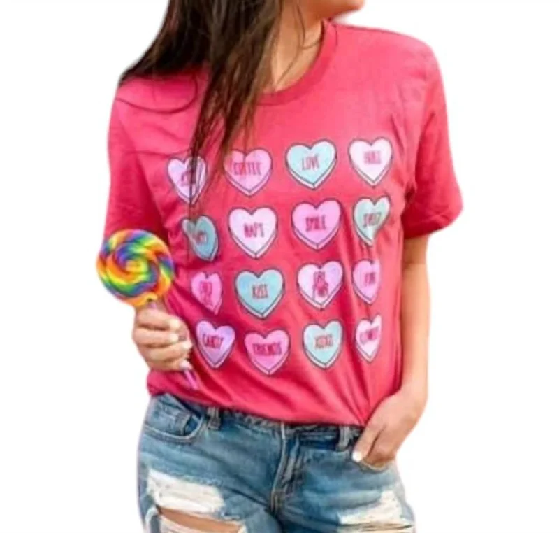 Conversation Hearts Valentines Tee In Pink