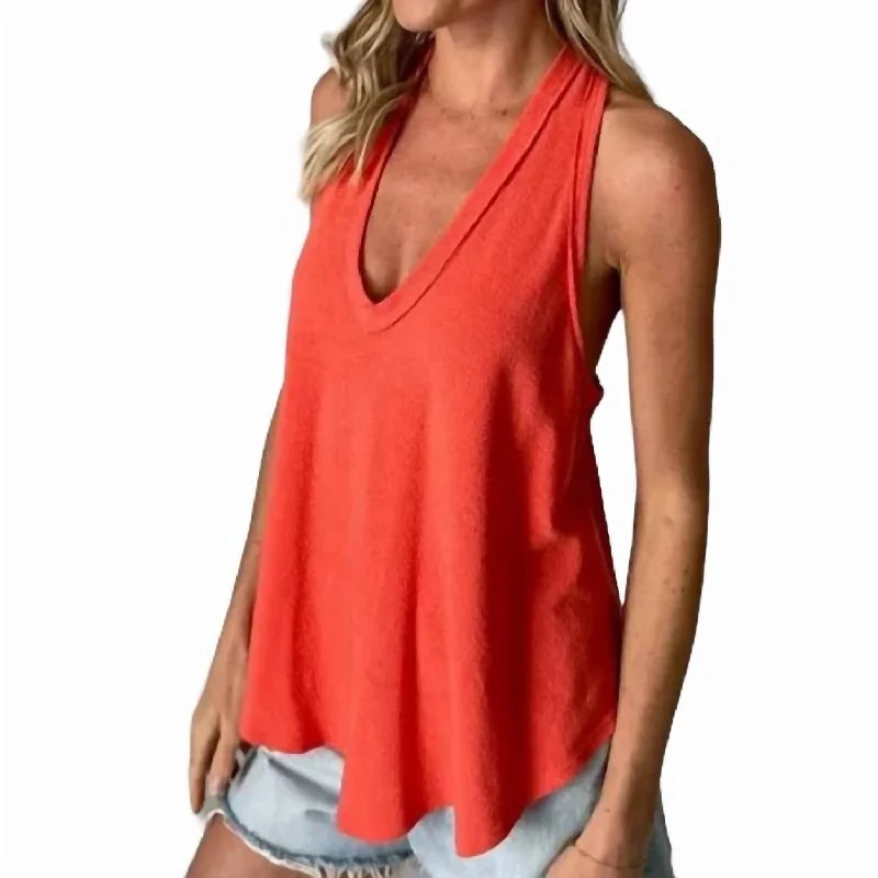 Crepe Hacci Racerback Top In Coral