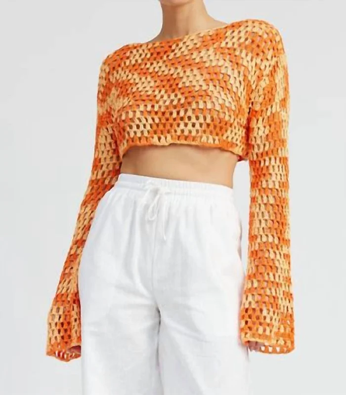 Cropped Crochet Top In Orange