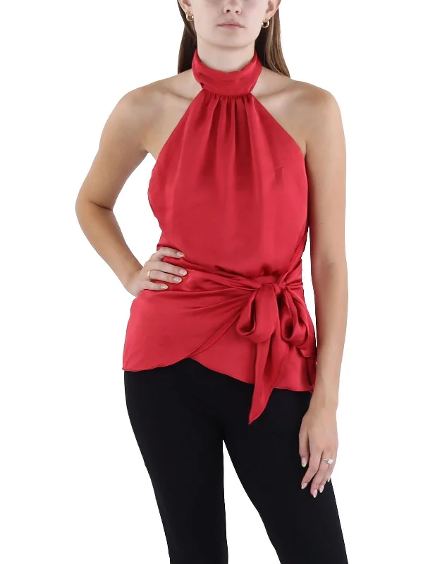 Dahpne Womens Satin Halter Blouse