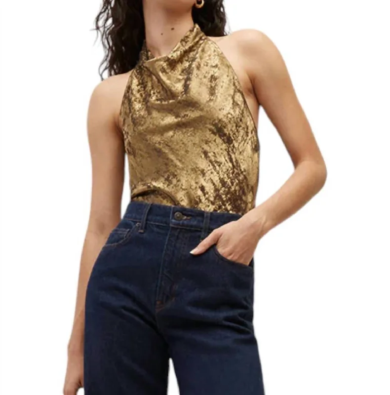 Devonne Lame Top In Gold