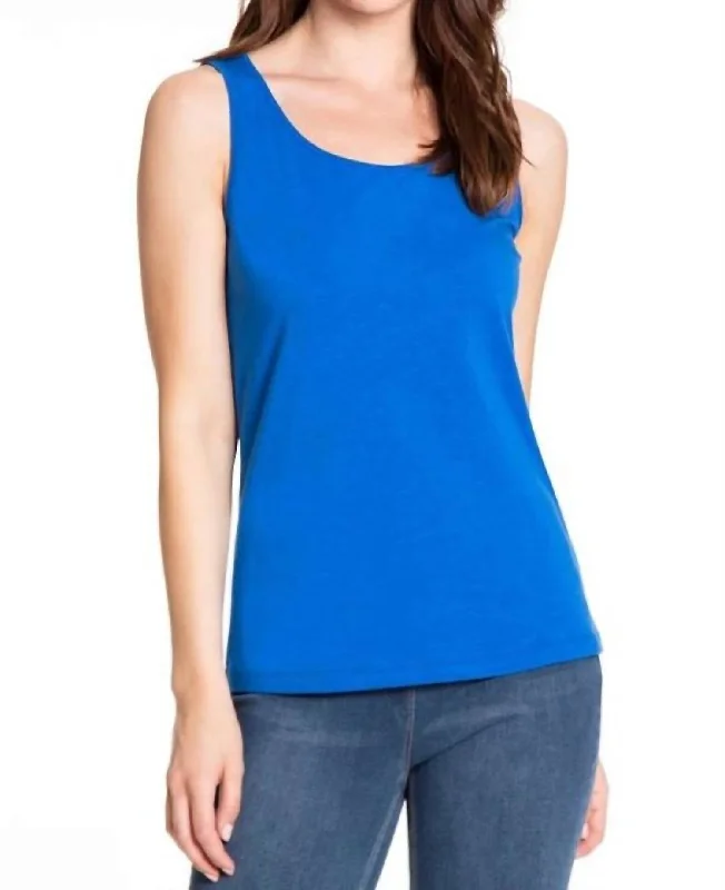 Double Scoop Neck Tank In Royal Blue