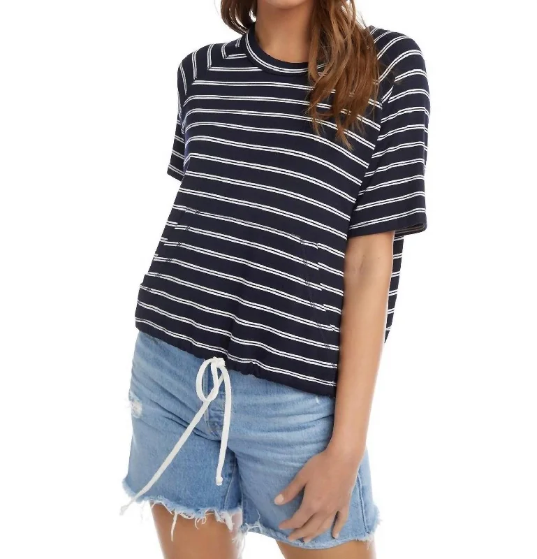 Drawstring Top In Stripe