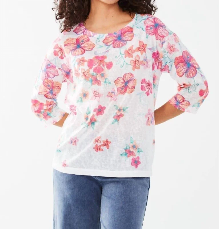 Drop Shoulder Blouse In Tropical