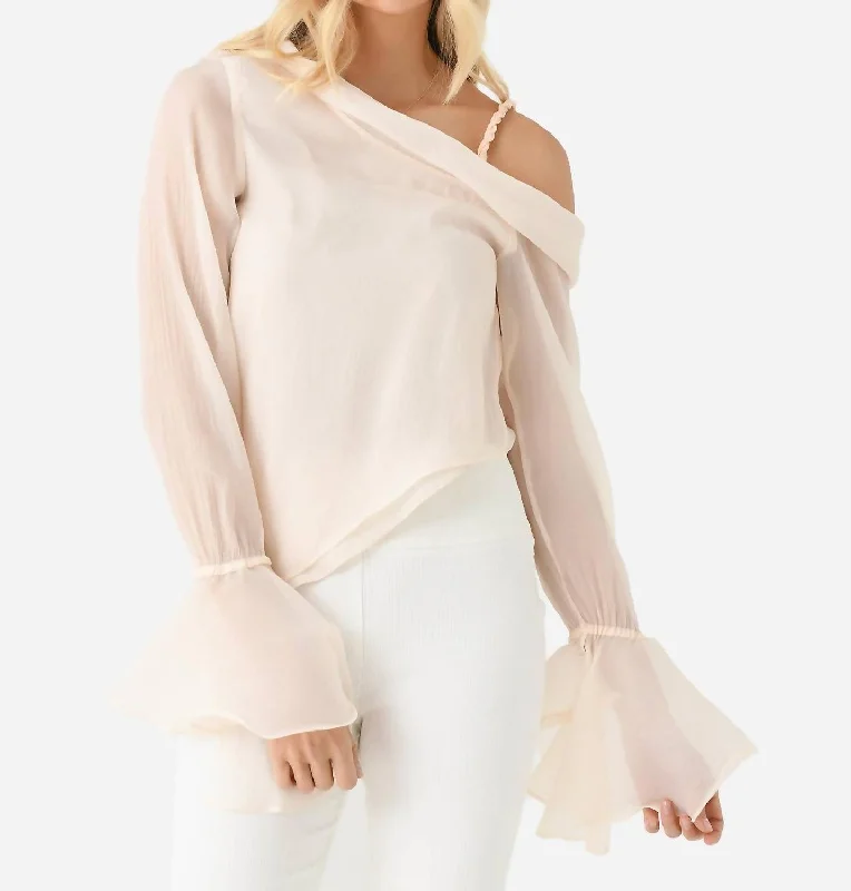 Edith Draped Top In Champagne Cream