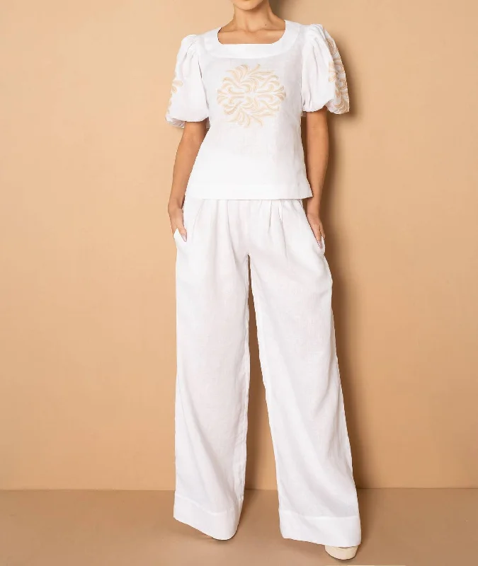 Elisa Linen Top In White