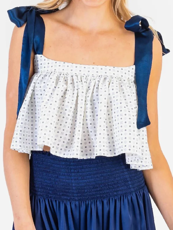 Eliza Top In Blue Tile