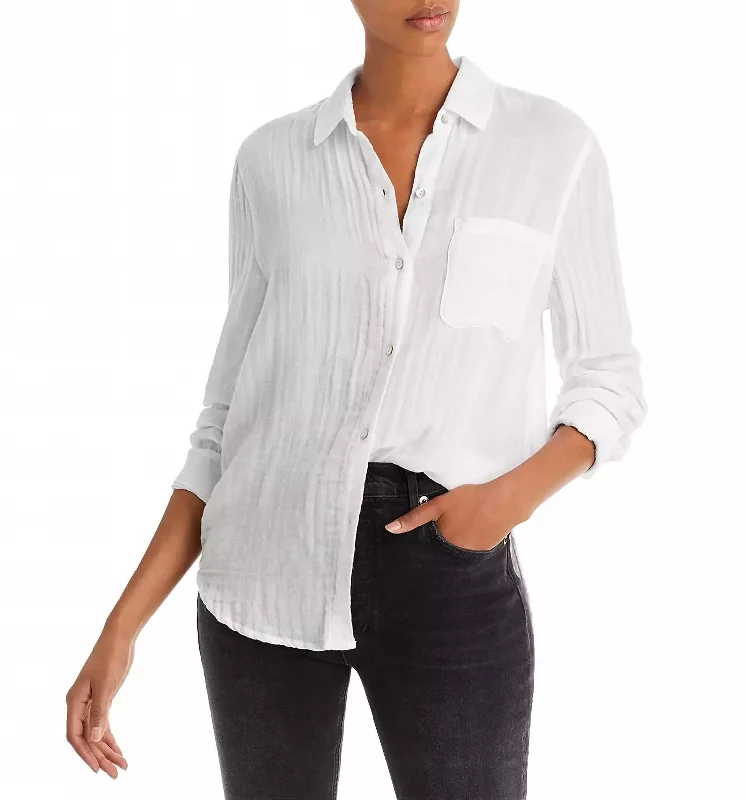 Ellis Button Down Top In White