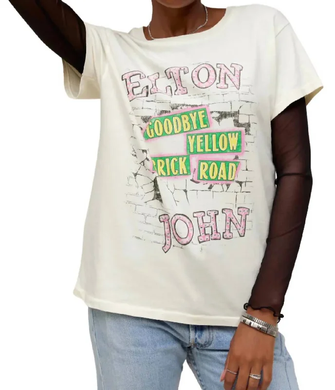 Elton John Goodbye Tee In Stone Vintage