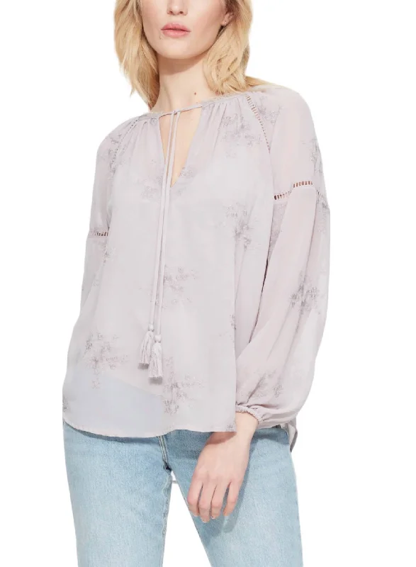 Embroidered Mauve Blouse In Beige