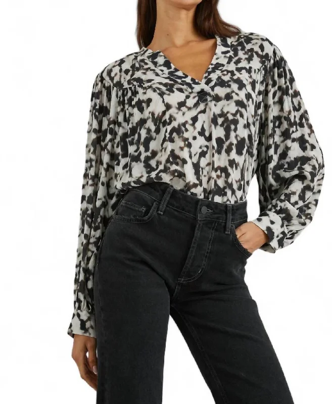 Fable Long Sleeve Print Blouse In Cheetah