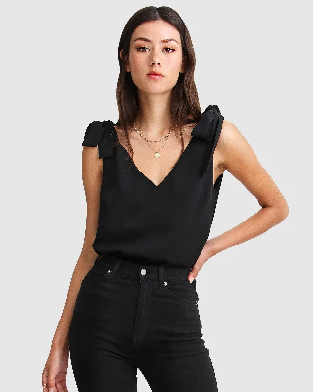 Feel For You V-Neck Top - Black