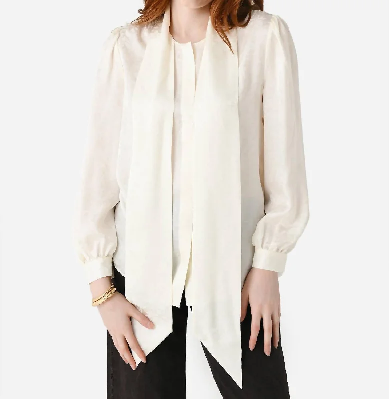 Femme Tie Neck Blouse In Cream