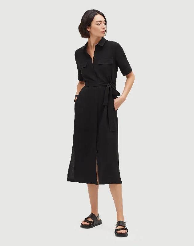 Finesse Crepe Short Sleeve Midi Doha Shirtdress