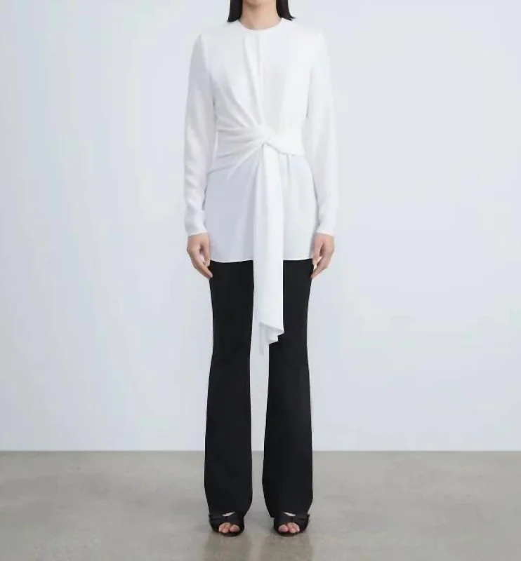 Finesse Crepe Twisted Waist Blouse In Cloud