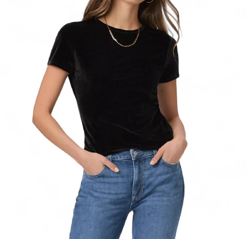 Foira Velvet Short Sleeve Crew Tee In Black