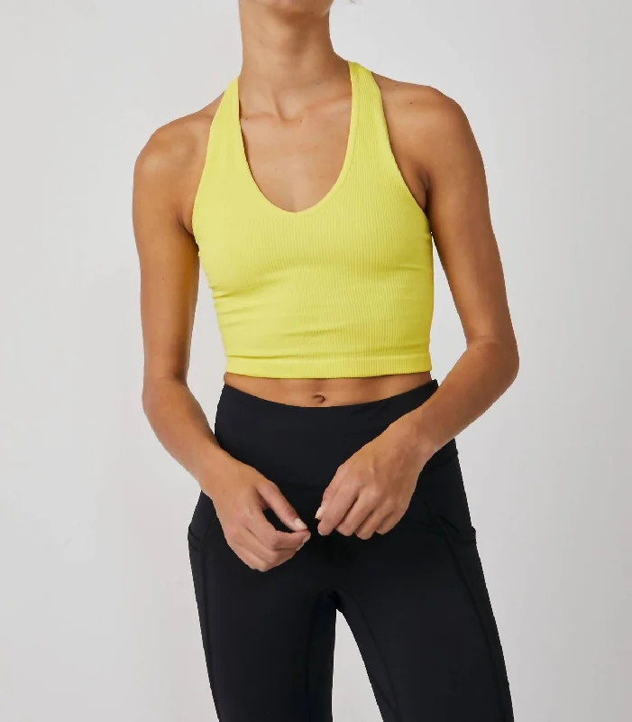 Free Throw Crop Tank Top In Lemon Verbena