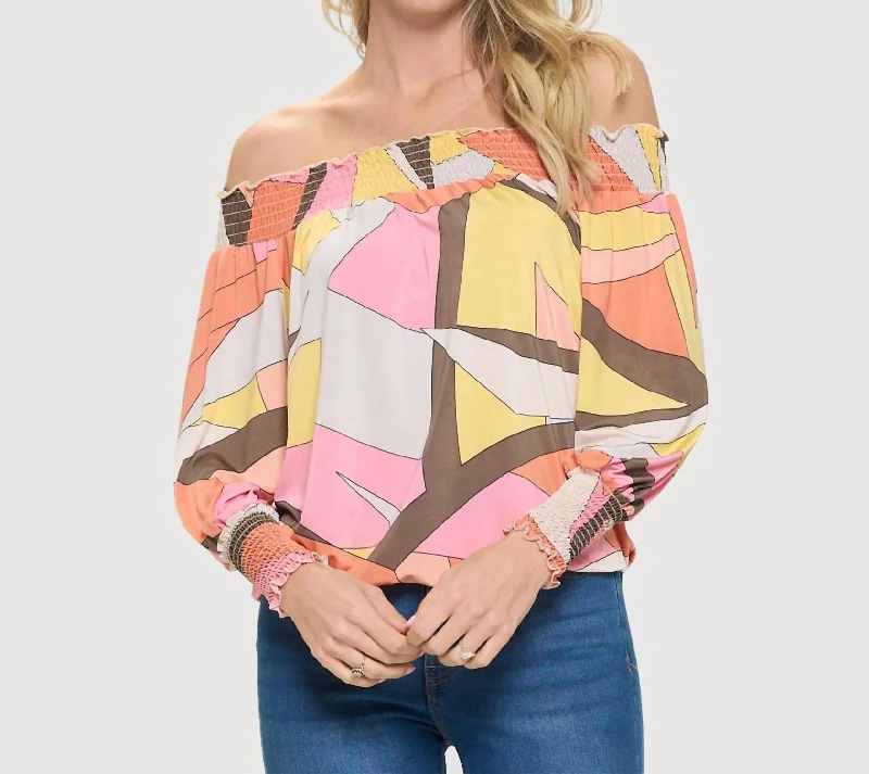 Geometric Print Off Shoulder