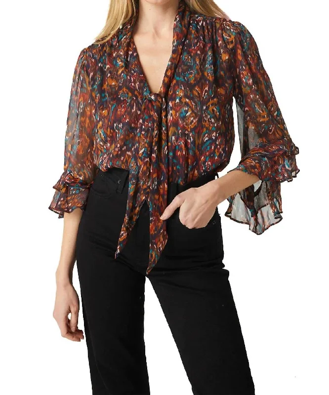 Gigi Top In Peacock Abstract