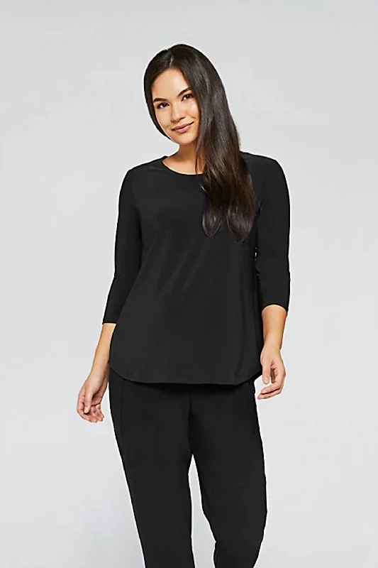 Go To Classic T-Shirt Relax 3/4 Sleeve In Black